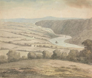 Paisaje fluvial con barcos - Edward Francis Burney — vista de la obra