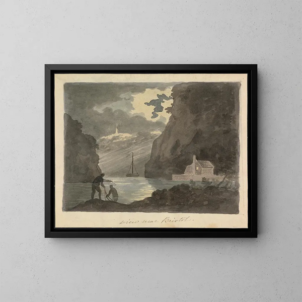 View near Bristol - Edward Francis Burney — framed artwork on a wall