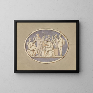 Vulcain y los dioses y diosas - Edward Francis Burney — cuadro enmarcado en la pared