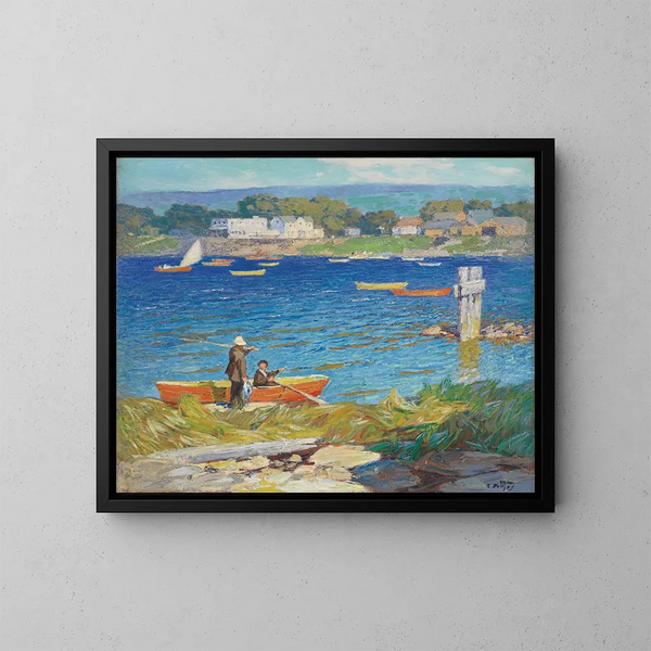 Una jornada de pesca - Edward Henry Potthast — cuadro enmarcado en la pared