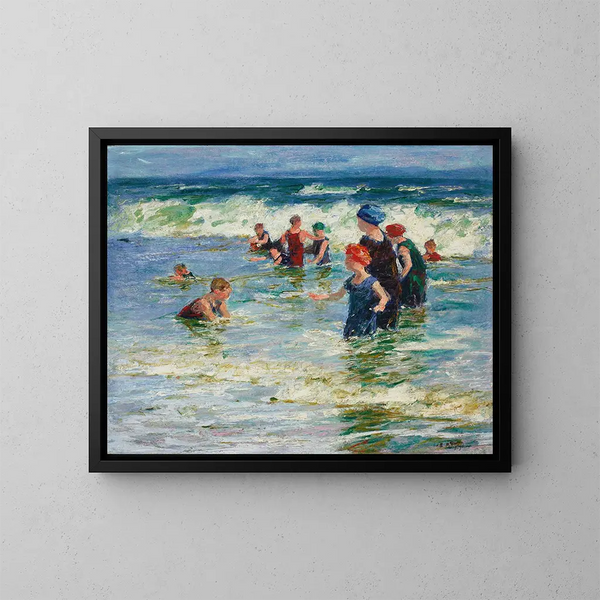 Escena de playa - Edward Henry Potthast — cuadro enmarcado en la pared