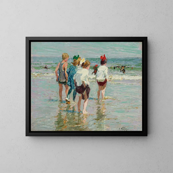 Día de verano en Brighton Beach - Edward Henry Potthast — cuadro enmarcado en la pared