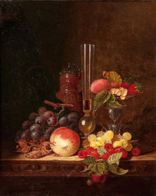 Edward Ladell - Still Life with Ceramic Jug Wine Glass and Tazza with Fruit.webp