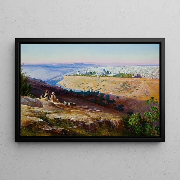 Jerusalén desde el Monte de los Olivos - Edward Lear — cuadro enmarcado en la pared