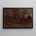 Escena de bosque sin título árbol caído en primer plano y casa en el fondo - Edward Mitchell Bannister — cuadro enmarcado en la pared