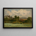 Sin título: casas y árboles - Edward Mitchell Bannister — cuadro enmarcado en la pared