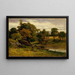 Untitled Painting: Landscape with Docked Boat Near a Stream, Man Walking in the Foreground - Edward Mitchell Bannister — framed artwork on a wall