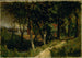 paisaje sin título escena de bosque con cerca roja y edificio - Edward Mitchell Bannister — vista de la obra