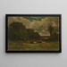 Landscape without title with cows and trees - Edward Mitchell Bannister — framed artwork on a wall