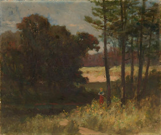 Paisaje sin título con árboles y una mujer - Edward Mitchell Bannister — vista de la obra