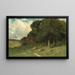 Untitled man on a path with trees in the background - Edward Mitchell Bannister — framed artwork on a wall