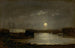 Sin título escena de puerto a la luz de la luna llena con luna llena y mástiles de barcos - Edward Mitchell Bannister — vista de la obra