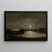 Sin título escena de puerto a la luz de la luna llena con luna llena y mástiles de barcos - Edward Mitchell Bannister — cuadro enmarcado en la pared