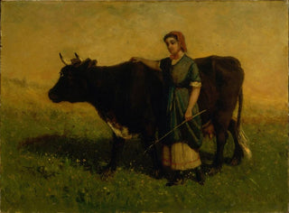 Edward Mitchell Bannister - Untitled woman walking with cow.webp