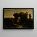 Sin título mujer con ganado y ovejas al atardecer - Edward Mitchell Bannister — cuadro enmarcado en la pared