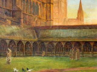 Los claustros de la catedral de Lincoln - Edward Richard Taylor — vista de la obra