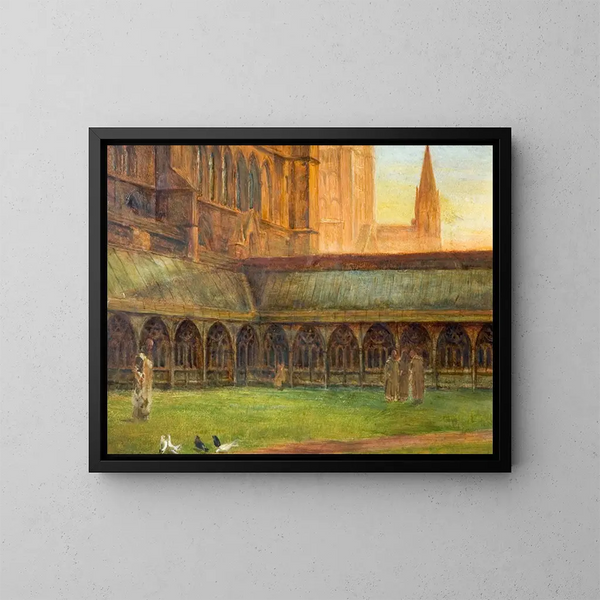 The cloisters of Lincoln Cathedral - Edward Richard Taylor — framed artwork on a wall