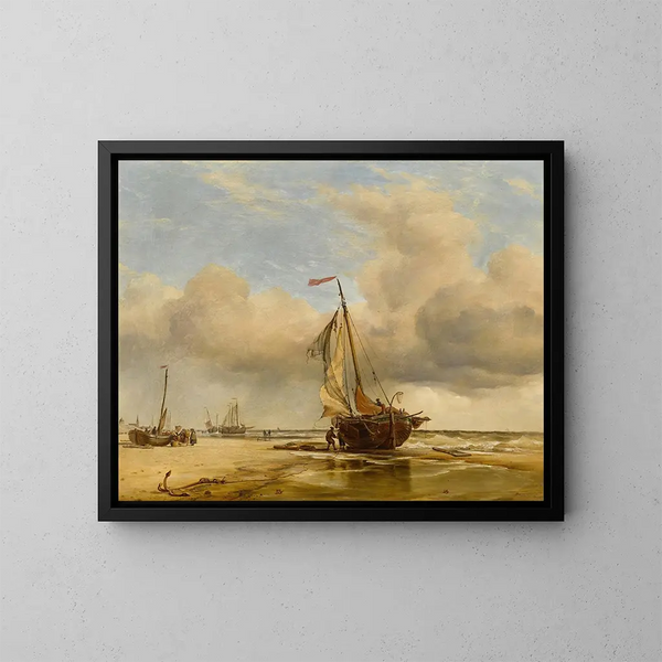 sobre la playa en Scheveningue, Países Bajos - Edward William Cooke — cuadro enmarcado en la pared