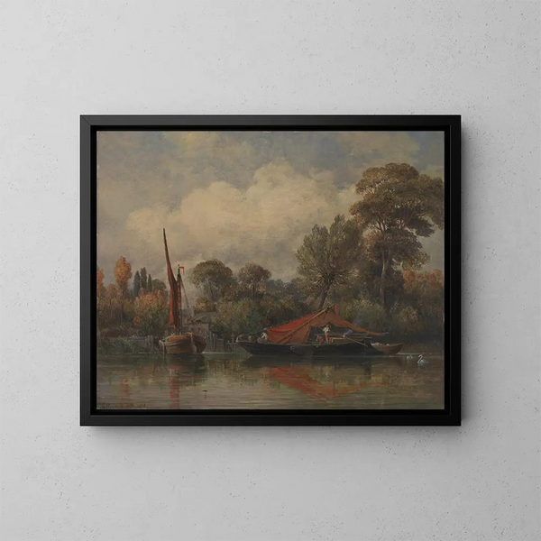 En frente de mi casa en Barnes - Edward William Cooke — cuadro enmarcado en la pared
