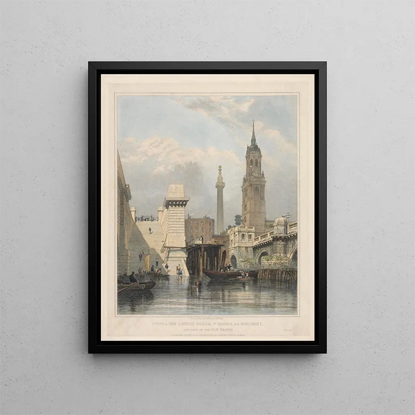 Edward William Cooke - Steps of New London Bridge St Magnus the Monument and Part of Old Bridge.webp