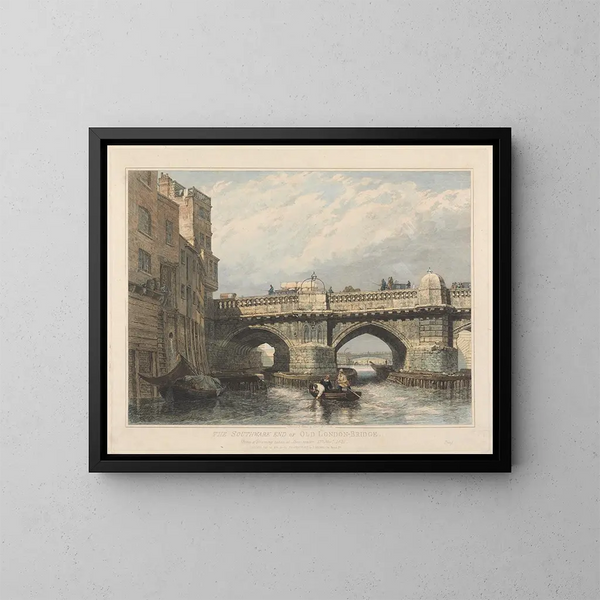 L'extrémité sud de l'ancien pont de Londres - Edward William Cooke — cuadro enmarcado en la pared