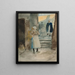Street scene with two fishmongers - Edwin Austin Abbey — framed artwork on a wall