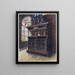 Cabinet painting in oak and walnut with panels and columns in ebony inlaid with rosewood and ivory engraved - Edwin Foley — framed artwork on a wall