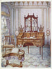 de mesa de dibujo y escritura en madera satinada en forma de D, en caoba incrustada, en porcelana cilíndrica y en biblioteca - Edwin Foley — vista de la obra