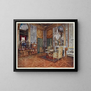 del salón de música de la reina Marie-Antoinette, Palacio de Fontainebleau, Francia - Edwin Foley — cuadro enmarcado en la pared