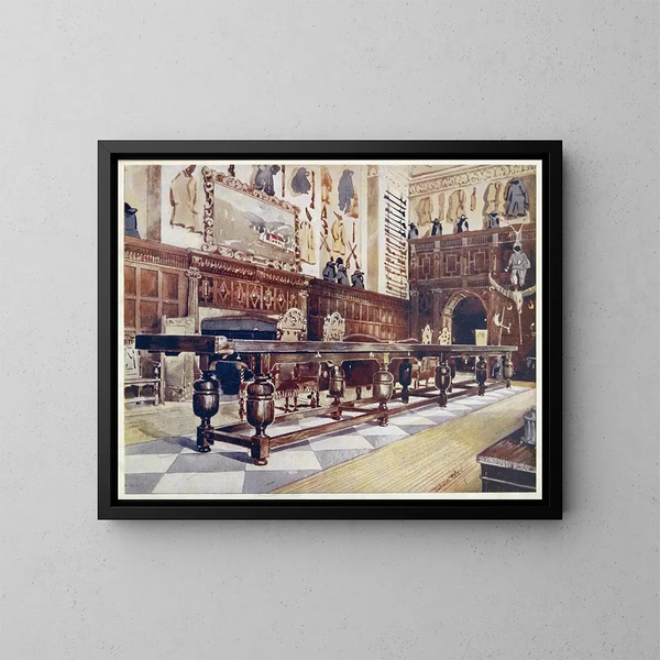 Mesa de shuffleboard en la sala de Littlecote - Edwin Foley — cuadro enmarcado en la pared