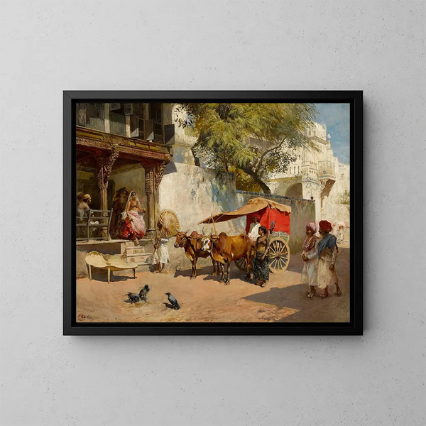 Filles de nautche et gharry à Ahmedabad - Edwin Lord Weeks — cuadro enmarcado en la pared