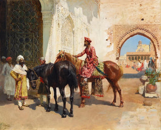 Vendedor de caballos persas en Bombay - Edwin Lord Weeks — vista de la obra