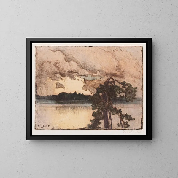 Paisaje lacustre al atardecer - Eero Järnefelt — cuadro enmarcado en la pared