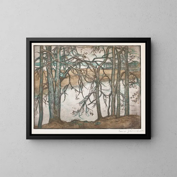Rivage du lac avec des roseaux - Eero Järnefelt — cuadro enmarcado en la pared