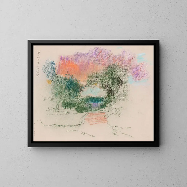 Paisaje con árboles y camino - Eero Järnefelt — cuadro enmarcado en la pared