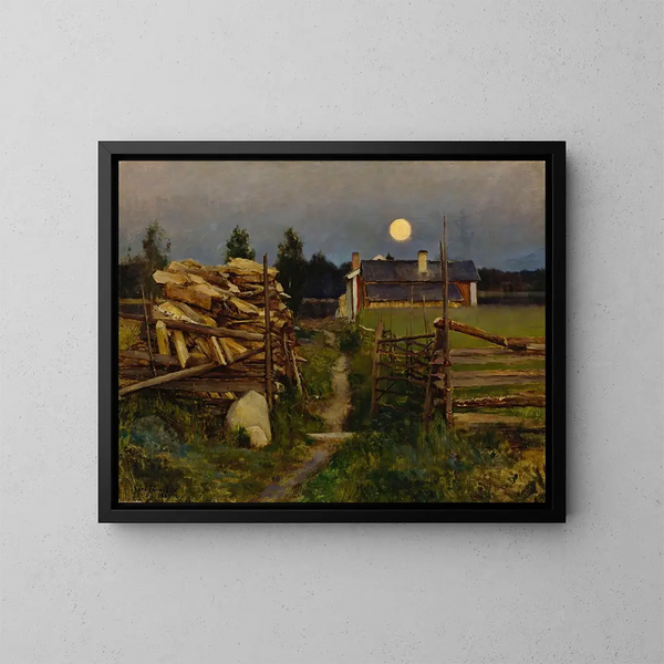 Noche de verano con luna - Eero Järnefelt — cuadro enmarcado en la pared
