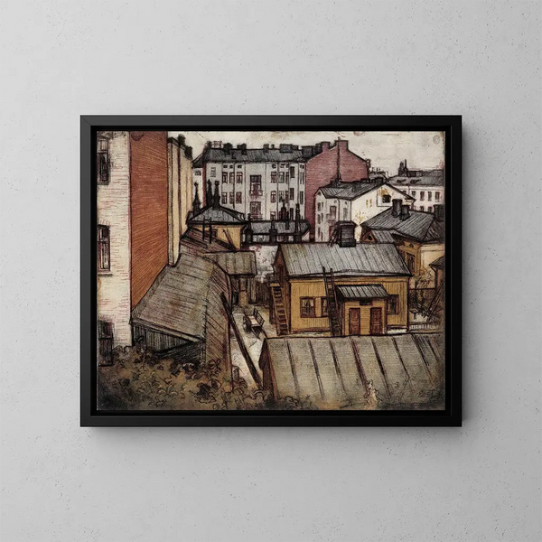 Vista desde la casa de los artistas Bernhardinkatu - Eero Järnefelt — cuadro enmarcado en la pared