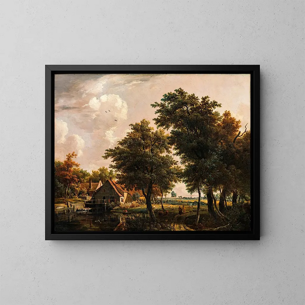 Paisaje con un molino de agua - Egbert van Drielst — cuadro enmarcado en la pared