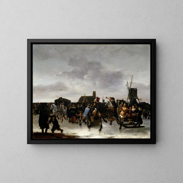Una escena de patinaje - Egbert van der Poel — cuadro enmarcado en la pared