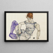 Mujer sentada con medias violetas - Egon Schiele — cuadro enmarcado en la pared