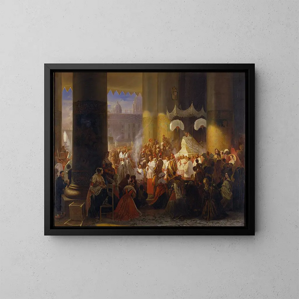 Procesión en la fiesta del Corpus Christi en Roma - Egron Lundgren — cuadro enmarcado en la pared