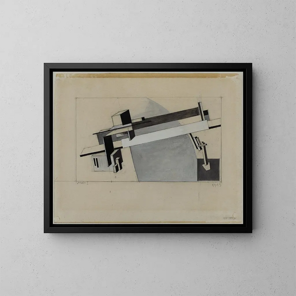 Study Proun 1A Proun S K the Bridge - El Lissitzky — framed artwork on a wall