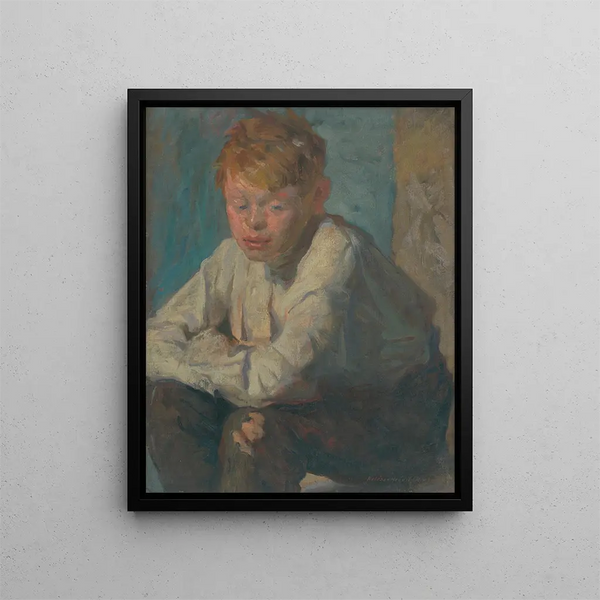 Niño con cabello rizado - Elemér Halász-Hradil — cuadro enmarcado en la pared