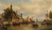La vieja puerta hanséatica en el río Meuse en Róterdam - Elias Pieter van Bommel — vista de la obra