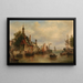 La vieja puerta hanséatica en el río Meuse en Róterdam - Elias Pieter van Bommel — cuadro enmarcado en la pared