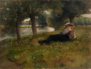 Hombre acostado junto a un arroyo - Eliphalet Fraser Andrews — vista de la obra