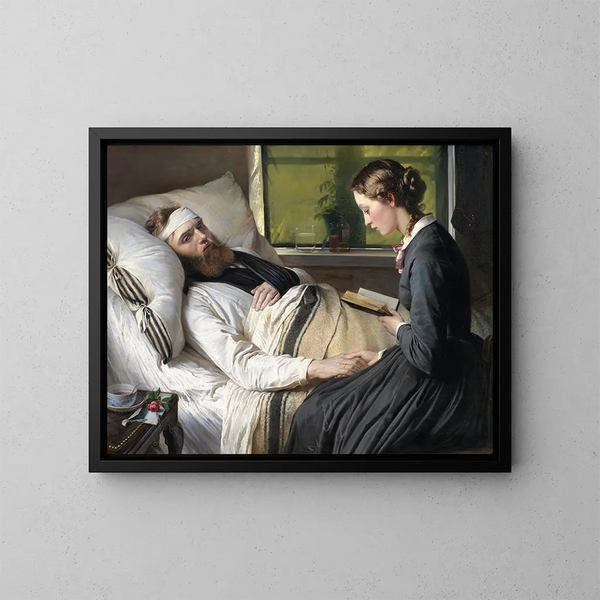 A Danish soldier wounded - Elisabeth Jerichau-Baumann — framed artwork on a wall