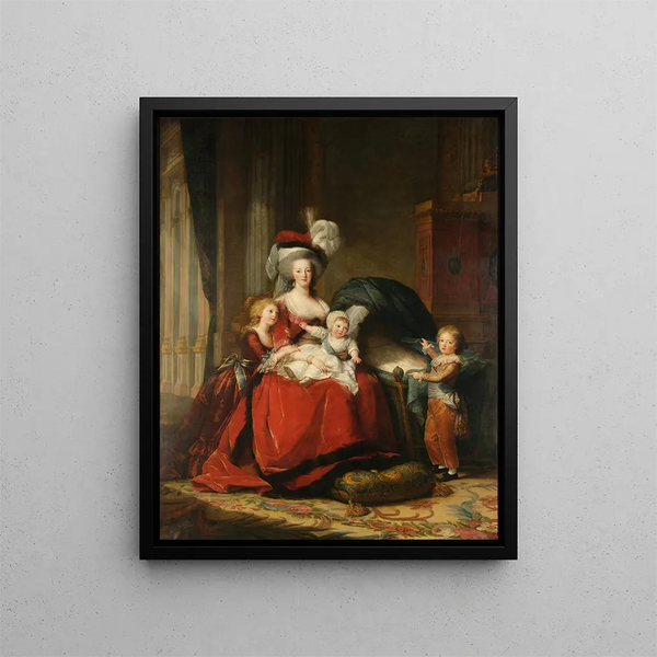 Marie-Antoinette de Lorraine, reina de Francia de los Habsburgo, y sus hijos - Elisabeth Louise Vigée Le Brun — cuadro enmarcado en la pared