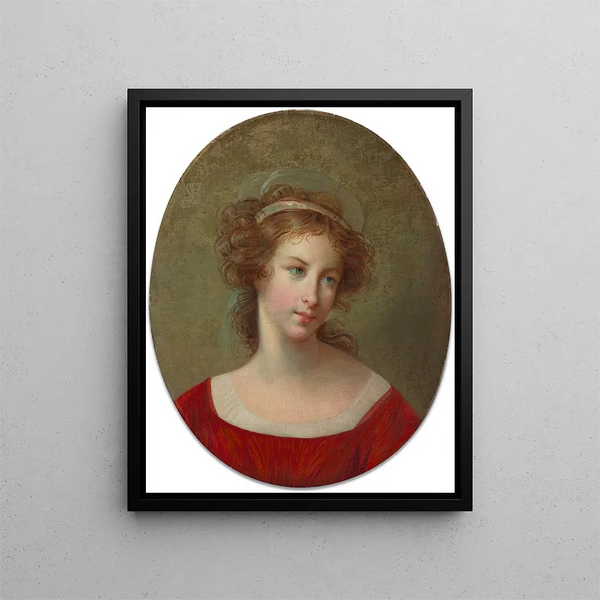Retrato de mujer con vestido rojo - Elisabeth Louise Vigée Le Brun — cuadro enmarcado en la pared