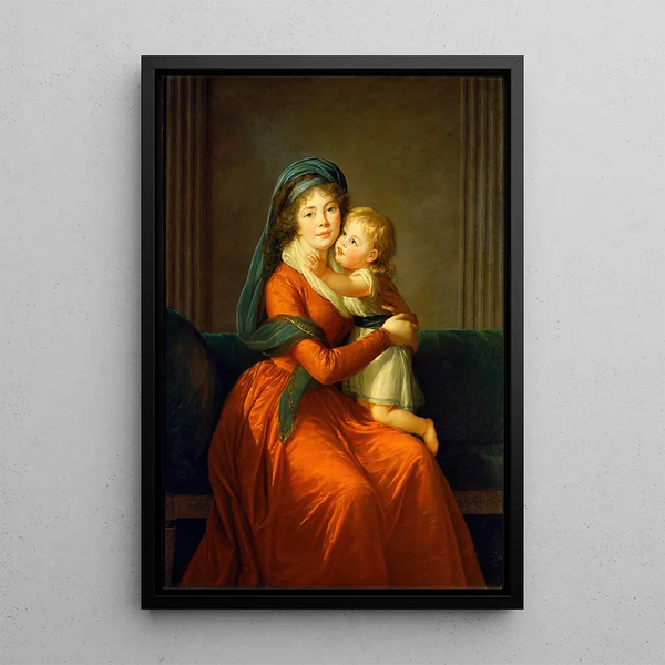 Retrato de la princesa Alexandra Golitsyna y de su hijo Piotr - Elisabeth Louise Vigée Le Brun — cuadro enmarcado en la pared